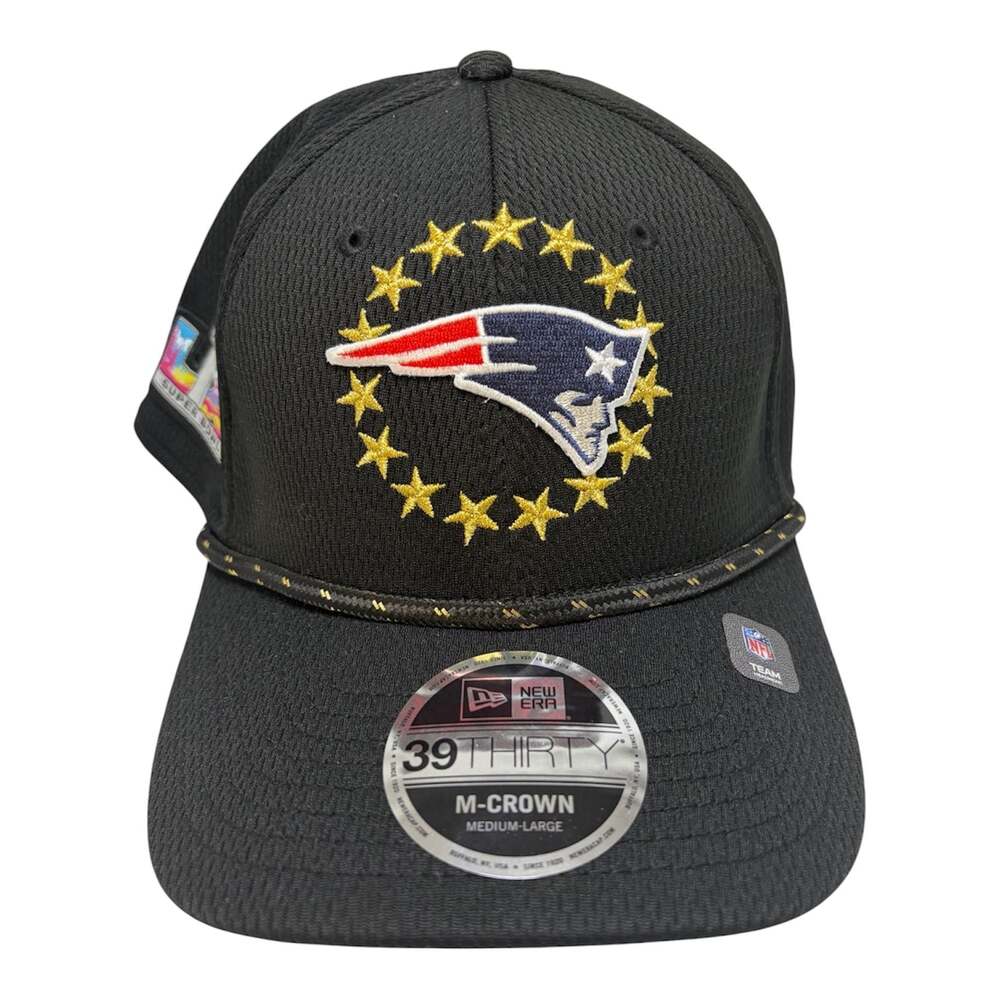 New Era New England Patriots Black Super Bowl LX 39THIRTY M-Crown Rope Flex Hat